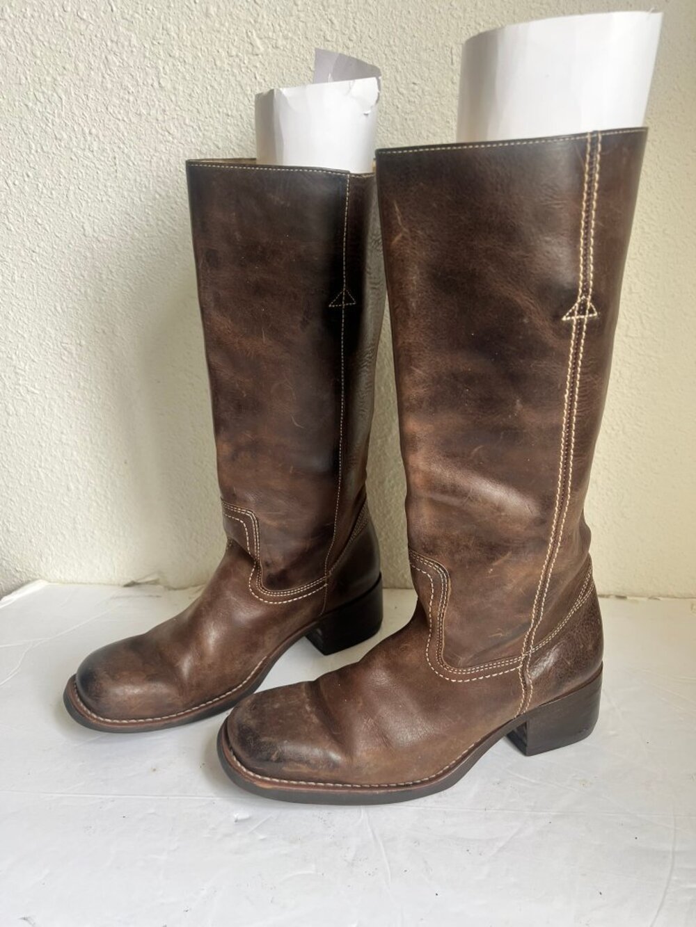 VINTAGE PREVIEW INTERNATIONAL CAMPUS BROWN LEATHER BOOTS SZ 8.5